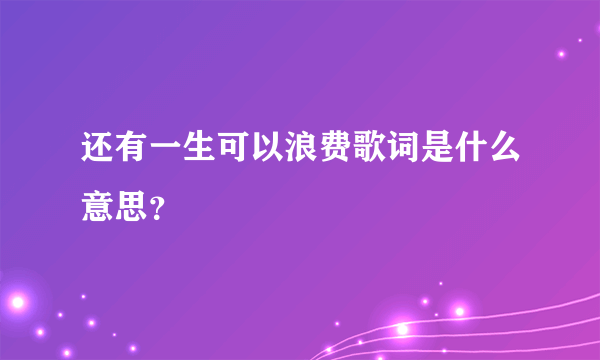 还有一生可以浪费歌词是什么意思？