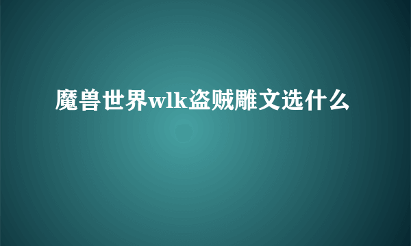 魔兽世界wlk盗贼雕文选什么