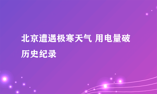 北京遭遇极寒天气 用电量破历史纪录