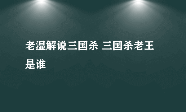 老湿解说三国杀 三国杀老王是谁