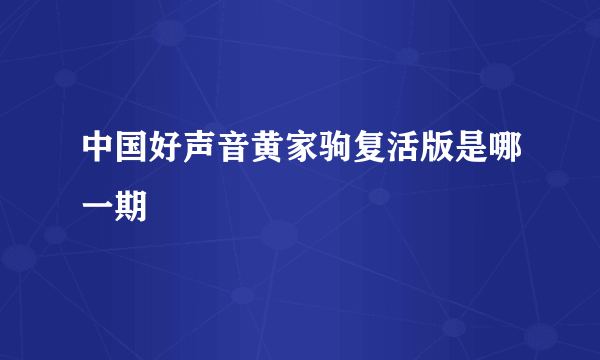 中国好声音黄家驹复活版是哪一期