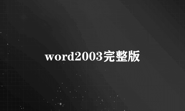 word2003完整版