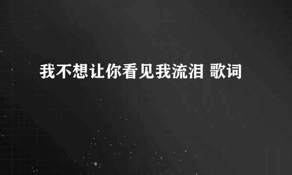 我不想让你看见我流泪 歌词