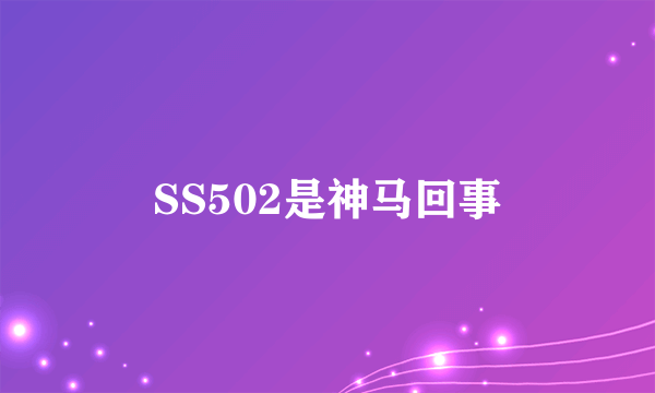 SS502是神马回事