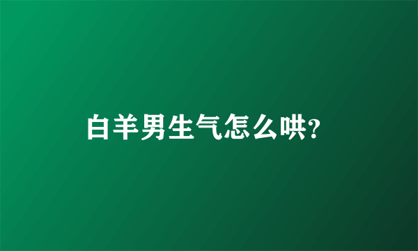 白羊男生气怎么哄？