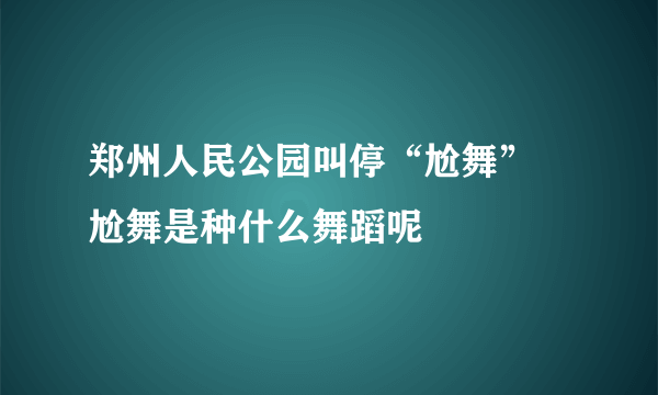 郑州人民公园叫停“尬舞”  尬舞是种什么舞蹈呢