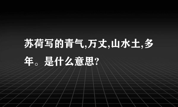 苏荷写的青气,万丈,山水土,多年。是什么意思?