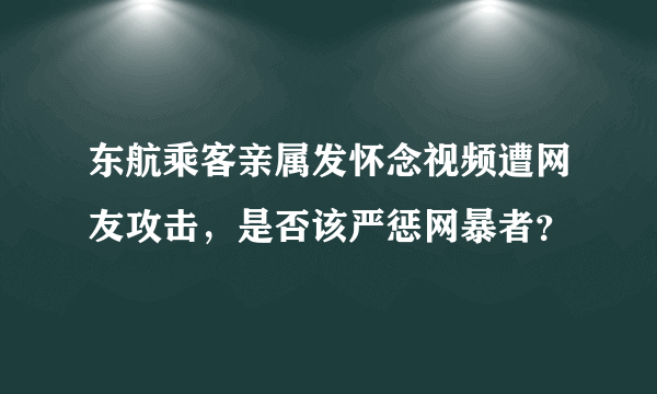 东航乘客亲属发怀念视频遭网友攻击，是否该严惩网暴者？