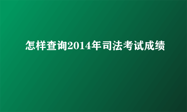 怎样查询2014年司法考试成绩