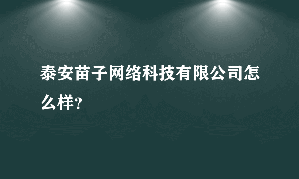 泰安苗子网络科技有限公司怎么样？