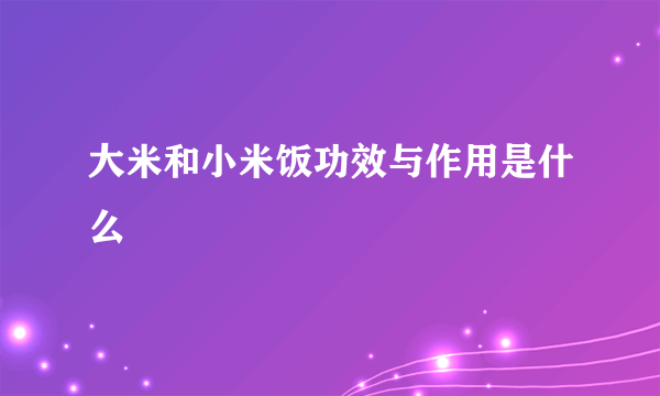 大米和小米饭功效与作用是什么