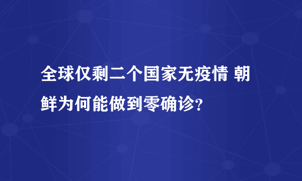 全球仅剩二个国家无疫情 朝鲜为何能做到零确诊？