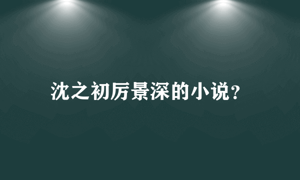 沈之初厉景深的小说？