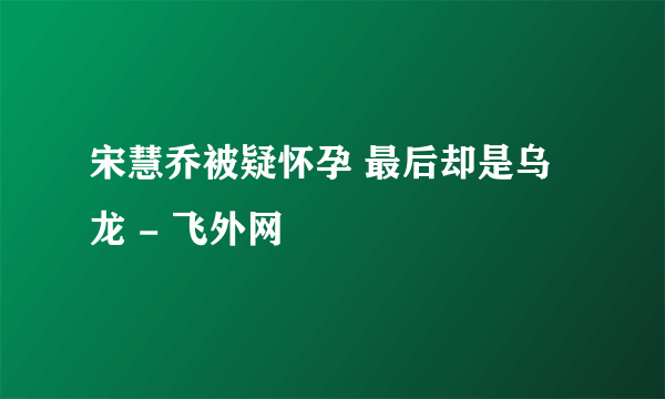 宋慧乔被疑怀孕 最后却是乌龙 - 飞外网