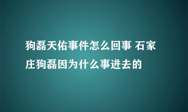 狗磊天佑事件怎么回事 石家庄狗磊因为什么事进去的