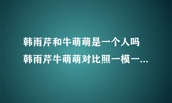 韩雨芹和牛萌萌是一个人吗 韩雨芹牛萌萌对比照一模一样真实关系