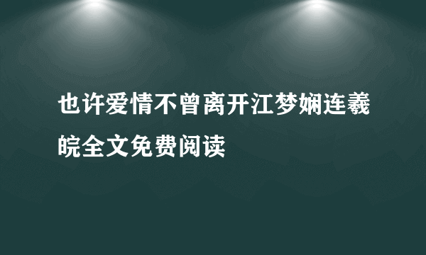 也许爱情不曾离开江梦娴连羲皖全文免费阅读