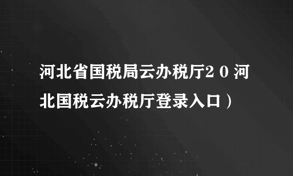 河北省国税局云办税厅2 0 河北国税云办税厅登录入口）