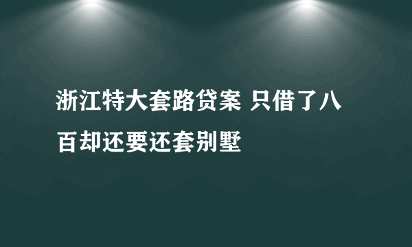 浙江特大套路贷案 只借了八百却还要还套别墅