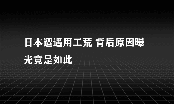 日本遭遇用工荒 背后原因曝光竟是如此