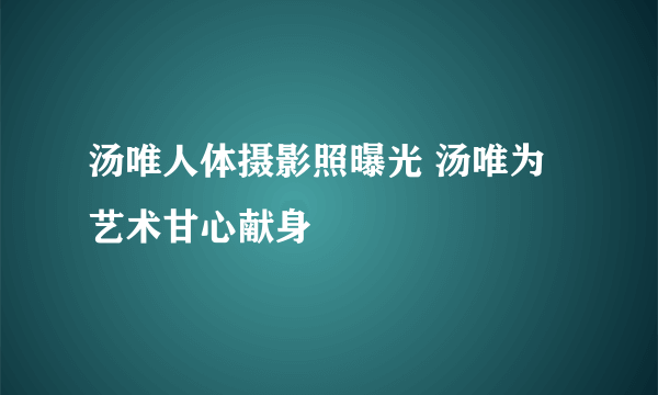 汤唯人体摄影照曝光 汤唯为艺术甘心献身