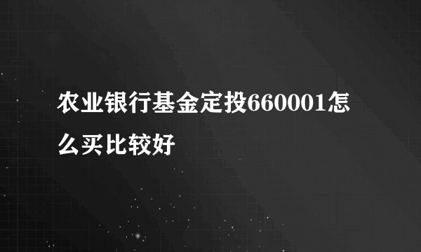 农业银行基金定投660001怎么买比较好