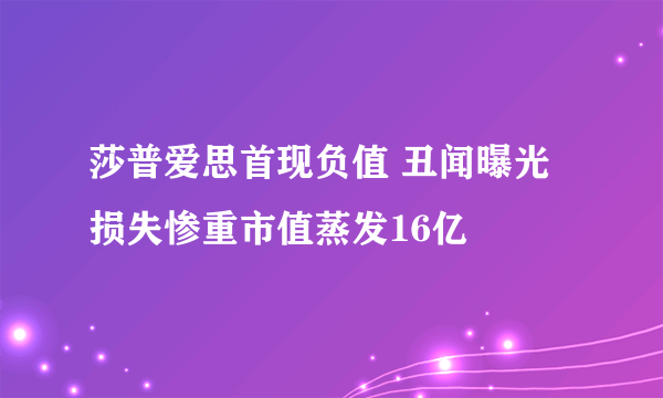 莎普爱思首现负值 丑闻曝光损失惨重市值蒸发16亿