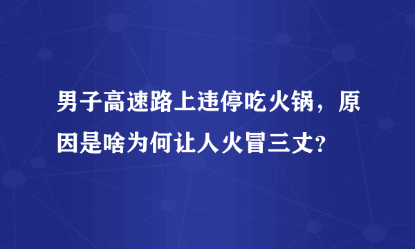 男子高速路上违停吃火锅，原因是啥为何让人火冒三丈？