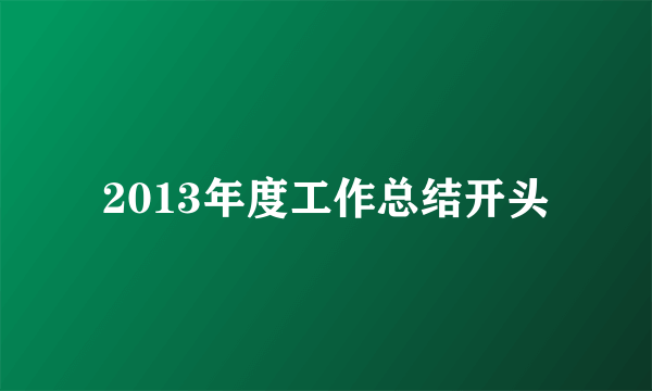 2013年度工作总结开头