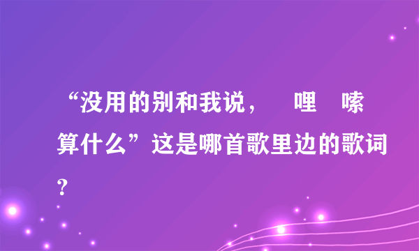 “没用的别和我说，啰哩啰嗦算什么”这是哪首歌里边的歌词？