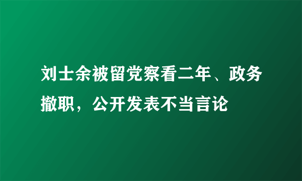 刘士余被留党察看二年、政务撤职，公开发表不当言论