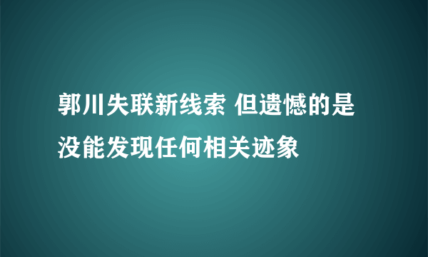 郭川失联新线索 但遗憾的是没能发现任何相关迹象