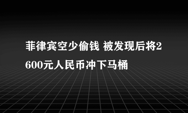 菲律宾空少偷钱 被发现后将2600元人民币冲下马桶