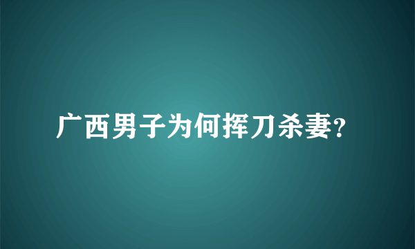 广西男子为何挥刀杀妻？