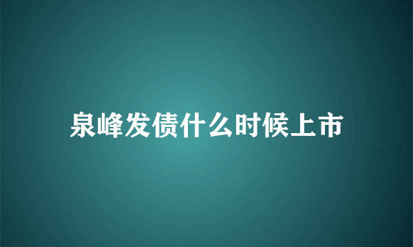 泉峰发债什么时候上市