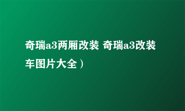 奇瑞a3两厢改装 奇瑞a3改装车图片大全）