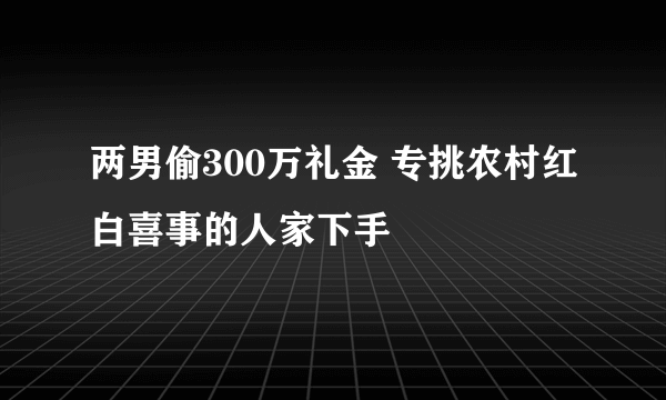 两男偷300万礼金 专挑农村红白喜事的人家下手