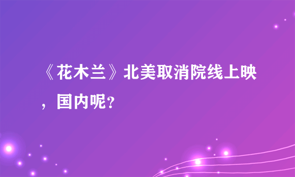 《花木兰》北美取消院线上映，国内呢？