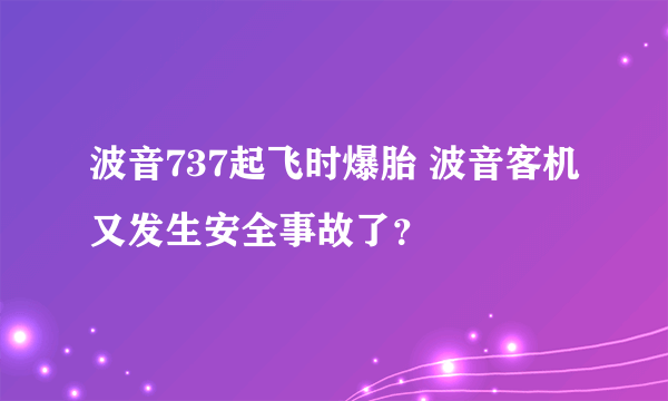 波音737起飞时爆胎 波音客机又发生安全事故了？