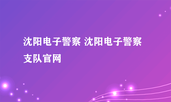 沈阳电子警察 沈阳电子警察支队官网