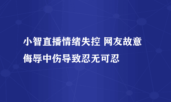 小智直播情绪失控 网友故意侮辱中伤导致忍无可忍