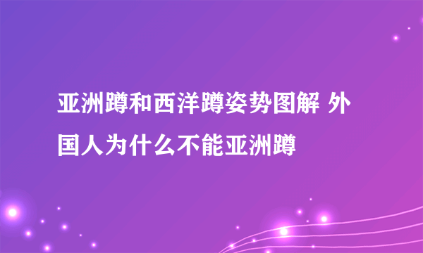 亚洲蹲和西洋蹲姿势图解 外国人为什么不能亚洲蹲