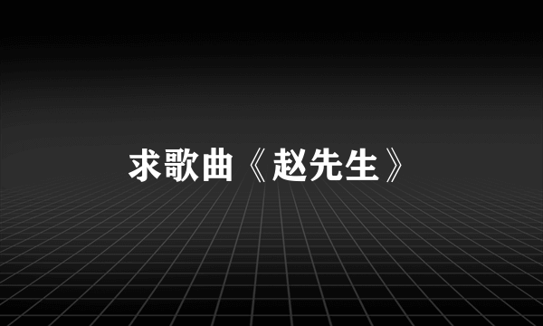 求歌曲《赵先生》