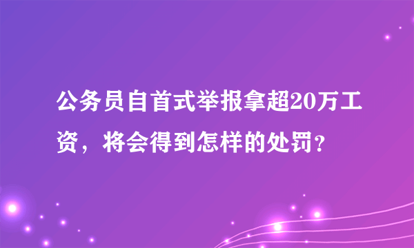 公务员自首式举报拿超20万工资，将会得到怎样的处罚？