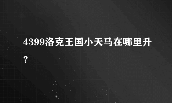 4399洛克王国小天马在哪里升？