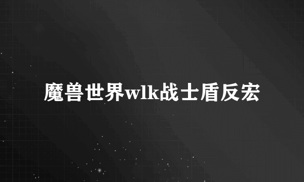 魔兽世界wlk战士盾反宏