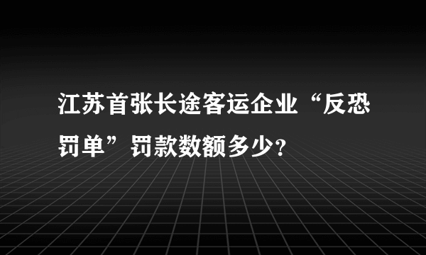 江苏首张长途客运企业“反恐罚单”罚款数额多少？