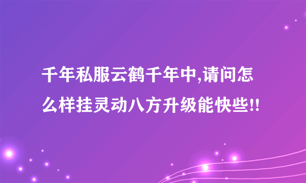 千年私服云鹤千年中,请问怎么样挂灵动八方升级能快些!!