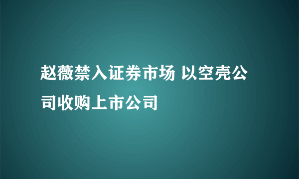 赵薇禁入证券市场 以空壳公司收购上市公司