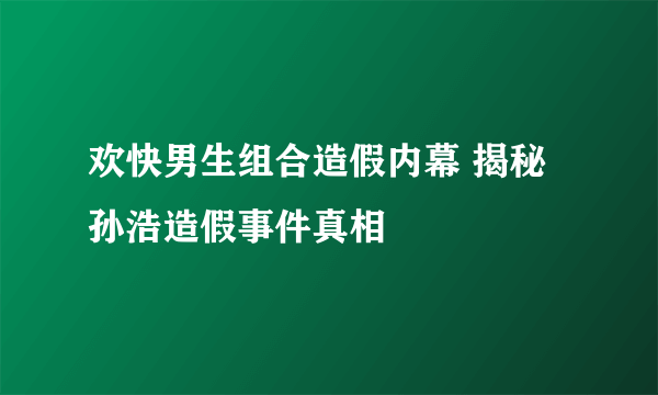 欢快男生组合造假内幕 揭秘孙浩造假事件真相